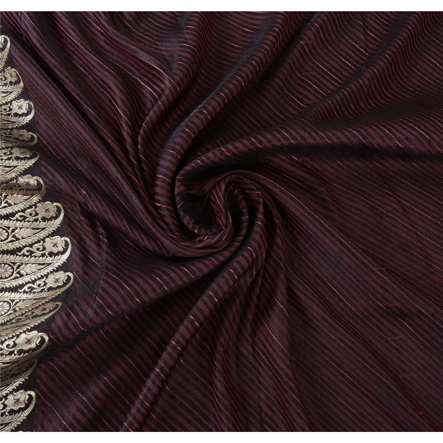 Sanskriti Vintage Plum Sarees Pure Satin Silk Banarasi Brocade Fabric Craft Sari