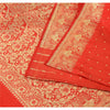 Sanskriti Vintage Red Sarees Pure Satin Silk Banarasi Brocade Woven Fabric Sari