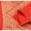 Sanskriti Vintage Red Sarees Pure Satin Silk Banarasi Brocade Woven Fabric Sari