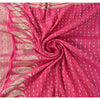 Sanskriti Vintage Fuchsia Sarees Pure Satin Silk Brocade Woven Sari Craft Fabric