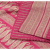 Sanskriti Vintage Fuchsia Sarees Pure Satin Silk Brocade Woven Sari Craft Fabric