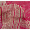 Sanskriti Vintage Fuchsia Sarees Pure Satin Silk Brocade Woven Sari Craft Fabric