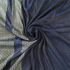 Sanskriti Vintage Navy Blue Sarees Pure Satin Silk Brocade Woven Sari 5yd Fabric