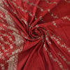 Sanskriti Vintage Red Sarees Pure Satin Silk Brocade/Banarasi Woven Sari Fabric