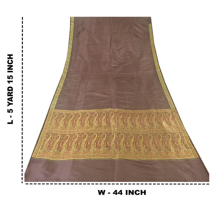 Sanskriti Vintage Lilac Sarees Pure Silk Brocade/Banarasi Woven Sari 5yd Fabric