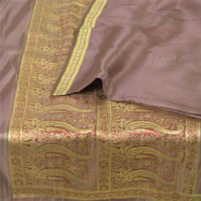 Sanskriti Vintage Lilac Sarees Pure Silk Brocade/Banarasi Woven Sari 5yd Fabric