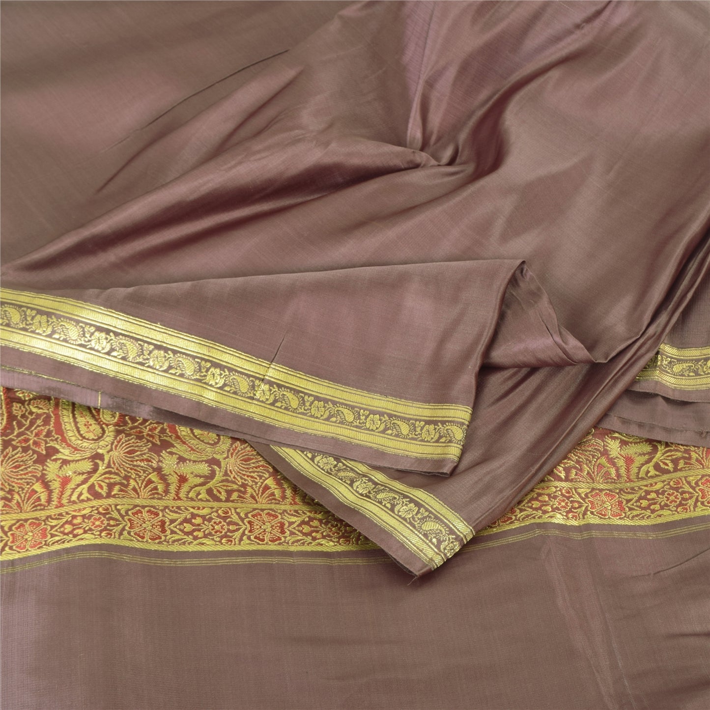 Sanskriti Vintage Lilac Sarees Pure Silk Brocade/Banarasi Woven Sari 5yd Fabric