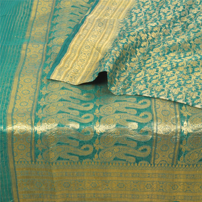 Sanskriti Vintage Indian Sarees Pure Silk Brocade/Banarasi Woven Sari 5yd Fabric