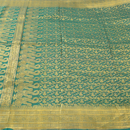 Sanskriti Vintage Indian Sarees Pure Silk Brocade/Banarasi Woven Sari 5yd Fabric