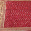 Sanskriti Vintage Red Sarees Pure Satin Silk Brocade Hand Beaded Sari 5yd Fabric