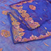 Sanskriti Vintage Blue Dupatta Long Stole Pure Chiffon Hand Beaded Tie- Dye Veil