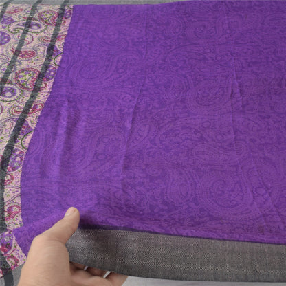 Sanskriti Vintage Purple Dupatta Long Stole Pure Woolen Printed Premium Scarves