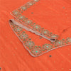 Sanskriti Vintage Orange Long Dupatta Stole Pure Chiffon Silk Hand Beaded Hijab