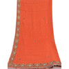 Sanskriti Vintage Orange Long Dupatta Stole Pure Chiffon Silk Hand Beaded Hijab