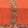 Sanskriti Vintage Orange Long Dupatta Stole Pure Chiffon Silk Hand Beaded Hijab