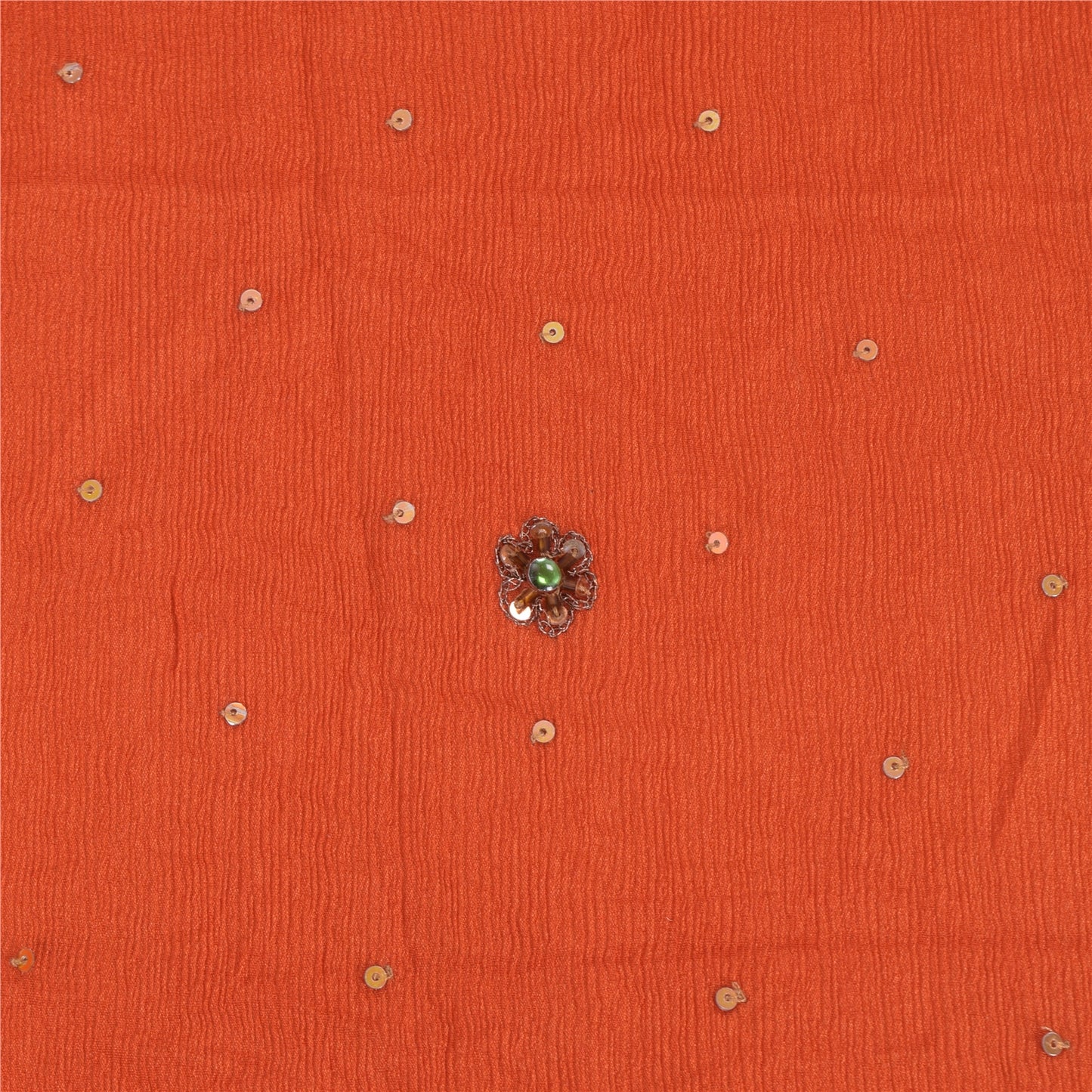 Sanskriti Vintage Orange Long Dupatta Stole Pure Chiffon Silk Hand Beaded Hijab