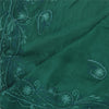 Sanskriti Vintage Long Green Dupatta/Stole Pure Chiffon Silk Hand Beaded Scarves