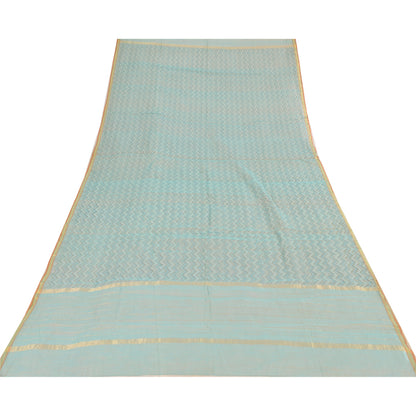 Sanskriti Vintage Blue Long Dupatta/Stole Pure Cotton Hand-Block Printed Scarves