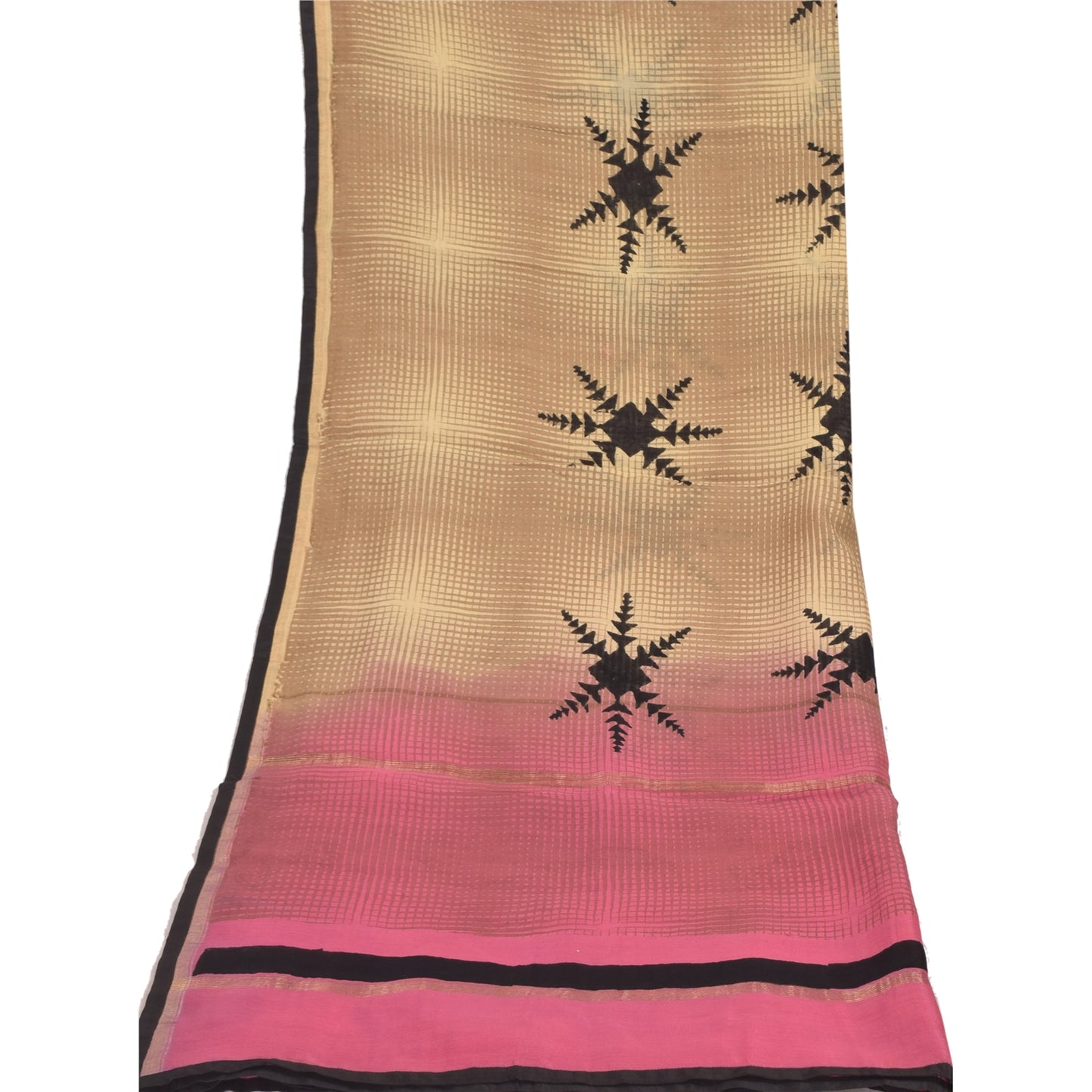 Sanskriti Vintage Dupatta Indian Long Stole Cotton Silk Hand-Block Printed Veil