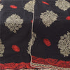 Sanskriti Vintage Black Long Dupatta Stole Pure Cotton Embroidered Wrap Scarves