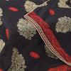 Sanskriti Vintage Black Long Dupatta Stole Pure Cotton Embroidered Wrap Scarves