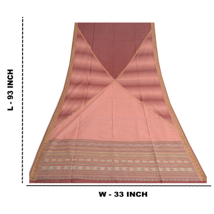 Sanskriti Vintage Long Dupatta Stole Cotton Peach Hijab Woven Wrap Scarves