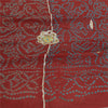 Sanskriti Vintage Long Dupatta Stole Pure Silk Dark Red Handmade Bandhani Gota