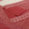 Sanskriti Vintage Long Stole Dark Red Pure Cotton White/Red Woven Ikat Hijab