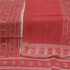 Sanskriti Vintage Long Stole Dark Red Pure Cotton White/Red Woven Ikat Hijab