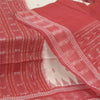 Sanskriti Vintage Long Stole Dark Red Pure Cotton White/Red Woven Ikat Hijab