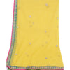 Sanskriti Vintage Yellow Long Dupatta Stole Net Mesh Veil Hand Beaded Scarves