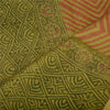 Sanskriti Vintage Long Dupatta Stole Cotton Silk Green Hand-Block Printed Shawl