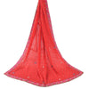 Sanskriti Vintage Red Dupatta Long Stole Pure Silk Hand Beaded Premium Wrap Veil