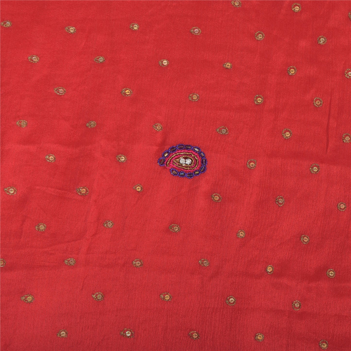 Sanskriti Vintage Red Dupatta Long Stole Pure Silk Hand Beaded Premium Wrap Veil