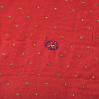 Sanskriti Vintage Red Dupatta Long Stole Pure Silk Hand Beaded Premium Wrap Veil