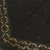 Sanskriti Vintage Dupatta Long Stole Pure Georgette Silk Black Hand Beaded Veil