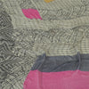 Sanskriti Vintage Long Dupatta Stole Pure Georgette Silk Gray Printed Veil Hijab