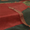 Sanskriti Vintage Long Dupatta Stole Pure Silk Red/Green Solid/Print Veil Hijab