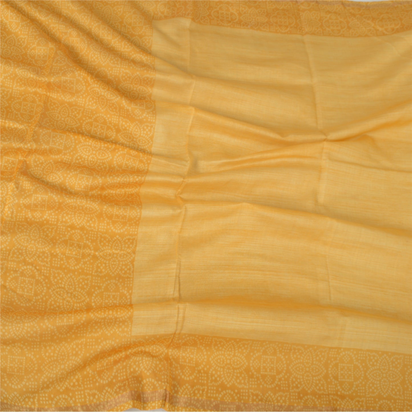 Sanskriti Vintage Long Dupatta Saffron Bandhani Pure Cotton Printed Stole Veil