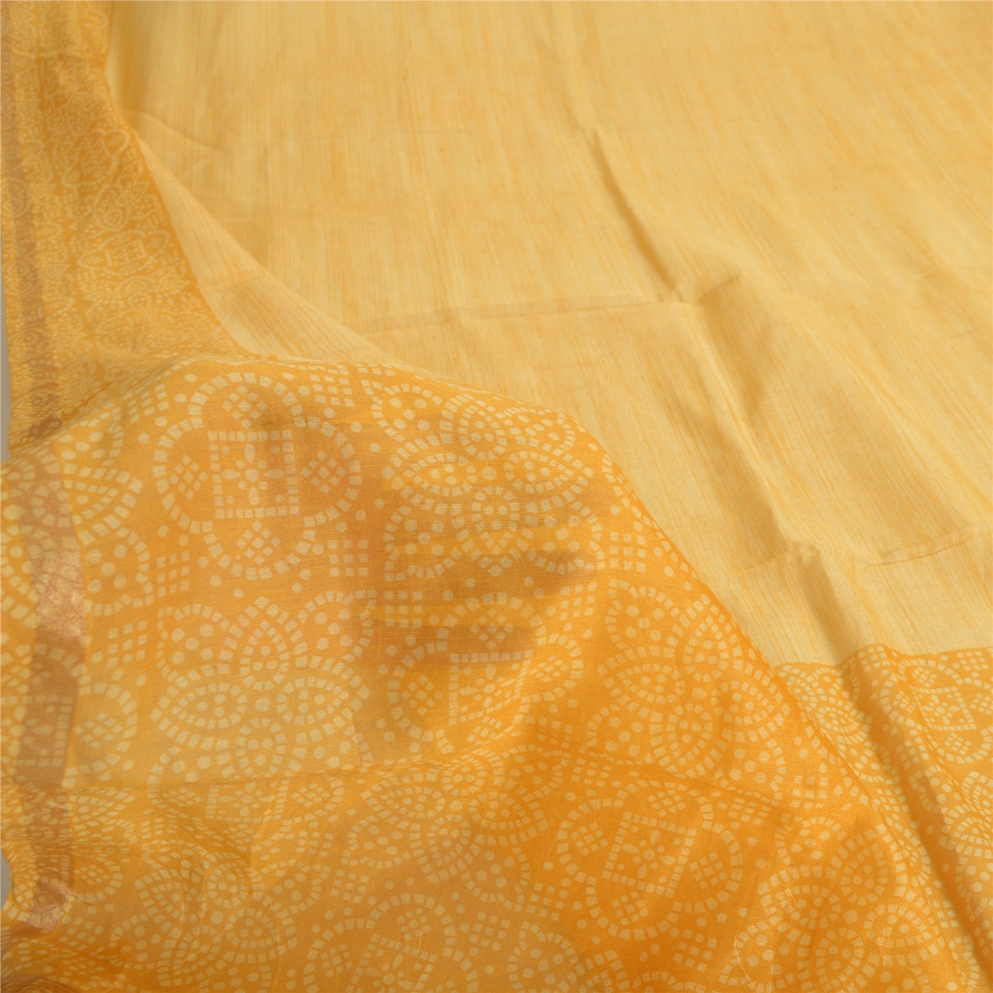 Sanskriti Vintage Long Dupatta Saffron Bandhani Pure Cotton Printed Stole Veil