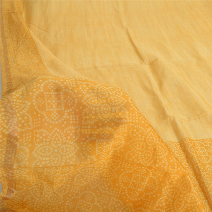 Sanskriti Vintage Long Dupatta Saffron Bandhani Pure Cotton Printed Stole Veil