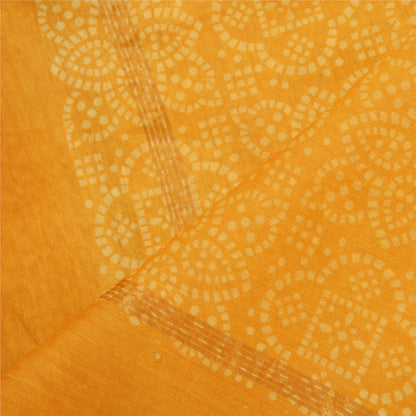 Sanskriti Vintage Long Dupatta Saffron Bandhani Pure Cotton Printed Stole Veil