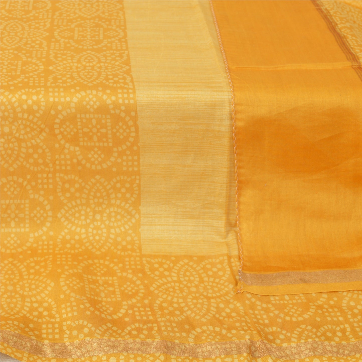 Sanskriti Vintage Long Dupatta Saffron Bandhani Pure Cotton Printed Stole Veil