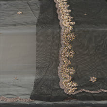 Load image into Gallery viewer, Sanskriti Vintage Long Dupatta Gray Hand Beaded Zardozi Net Mesh Stole Scarves
