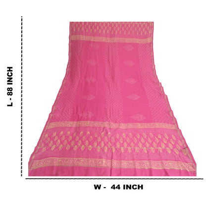 Sanskriti Vintage Long Dupatta Pink Hand Block Printed Pure Cotton Stole Scarves