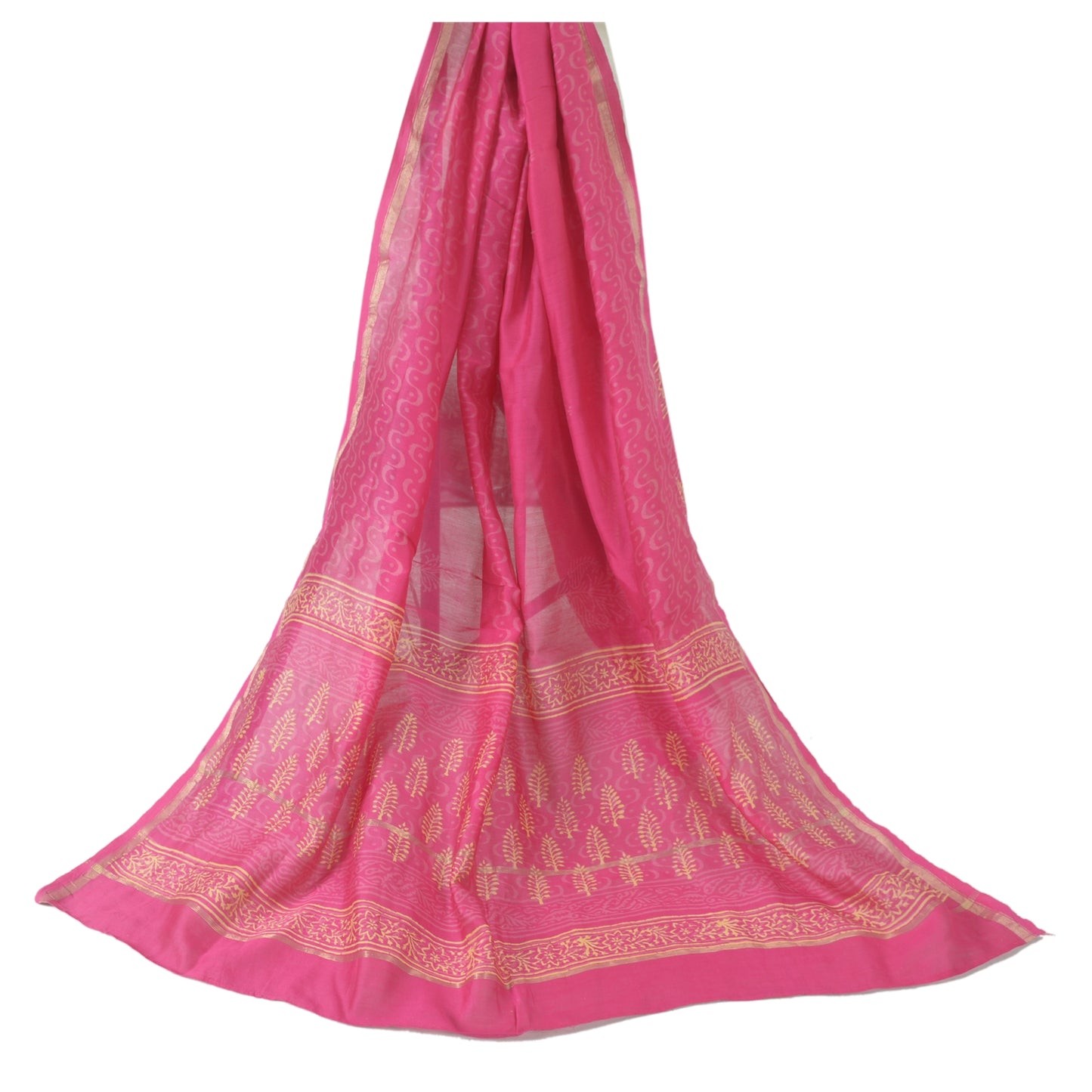 Sanskriti Vintage Long Dupatta Pink Hand Block Printed Pure Cotton Stole Scarves