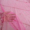 Sanskriti Vintage Long Dupatta Stole Pink Hand Beaded Net Mesh Zari Veil Hijab