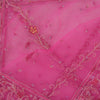 Sanskriti Vintage Long Dupatta Stole Pink Hand Beaded Net Mesh Zari Veil Hijab