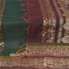 Sanskriti Vintage Long Dupatta Bollywood Green Stole Woven Pure Silk Scarf Hijab