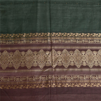 Sanskriti Vintage Long Dupatta Bollywood Green Stole Woven Pure Silk Scarf Hijab